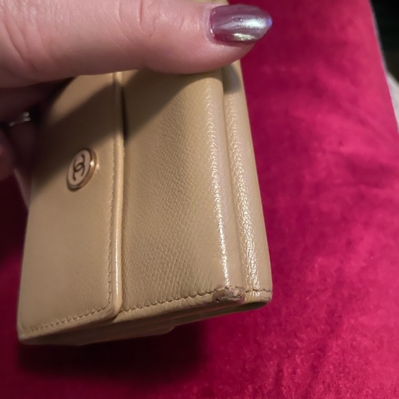 Chanel beige Caviar leather CC logo Trifold wallet. Made in Italy . - Picture 4 of 10